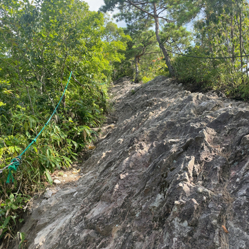 岩場が多くなるロープが左右に完備されている