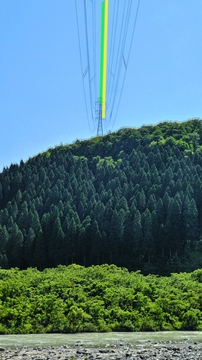 緑の能美線と黄色の鶴来第1線は手取川対岸へ、能美線4番・鶴来第１線4番